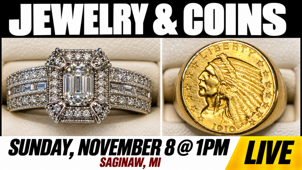 Jewelry & Coins Auction Poster